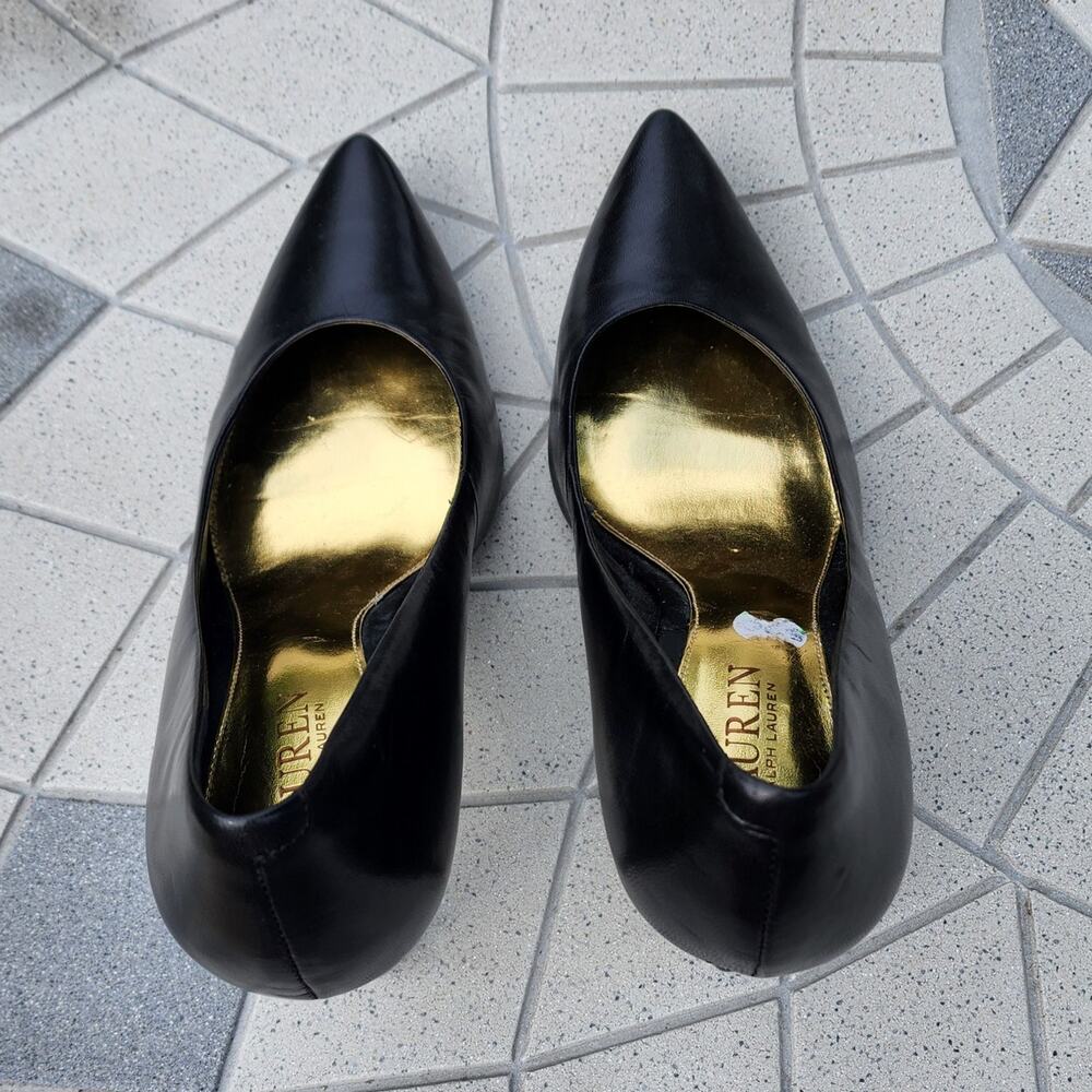 Lauren Ralph Lauren Alani Black Leather Stiletto Heels 9.5 - Picture 6 of 13